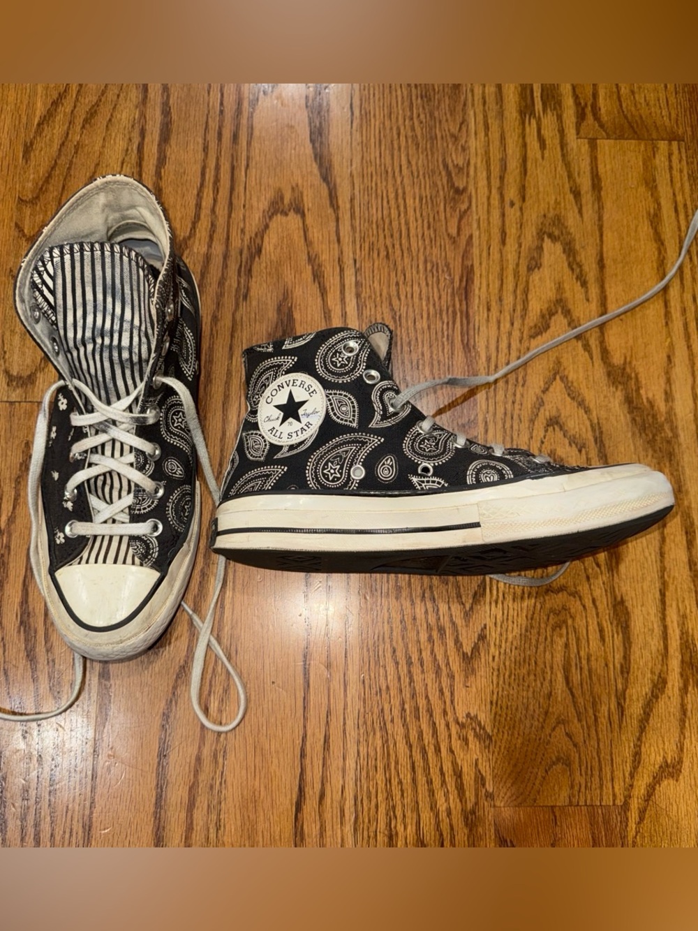 Converse Women’s Black and White Paisley High-Top Sneakers